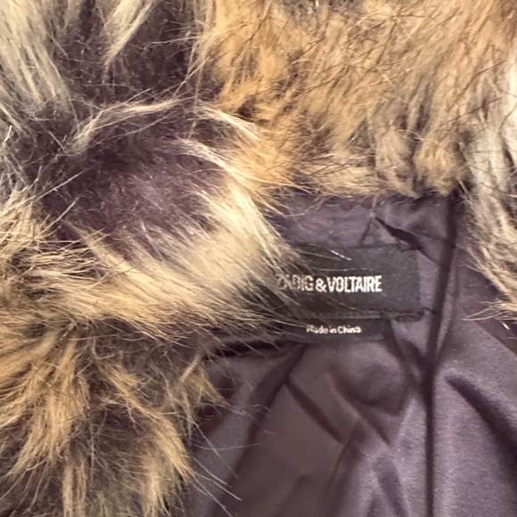 Zadig & Voltaire Faux Fur Jacket in Brown and Black - Picture 2 of 8